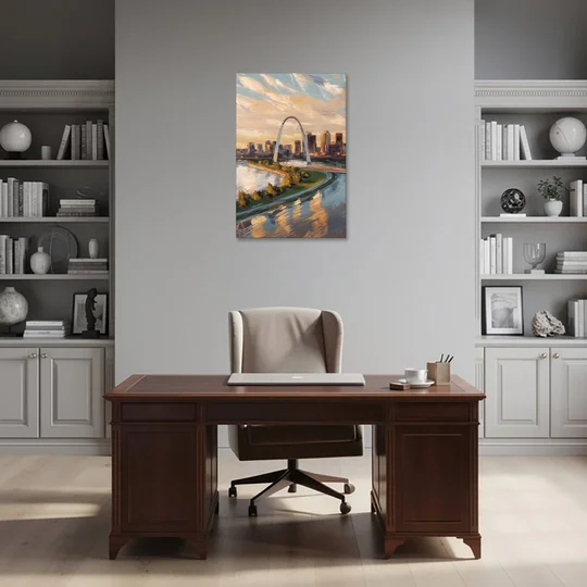 St. Louis Downtown Aerial View - Canvas Wall Art - Office - 24x36