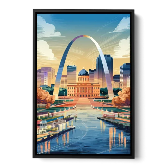 St. Louis Historic Landmarks - Black Framed Canvas Wall Art - Front