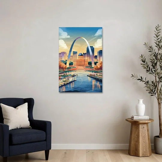 St. Louis Historic Landmarks - Canvas Wall Art - Sofa - 24x36