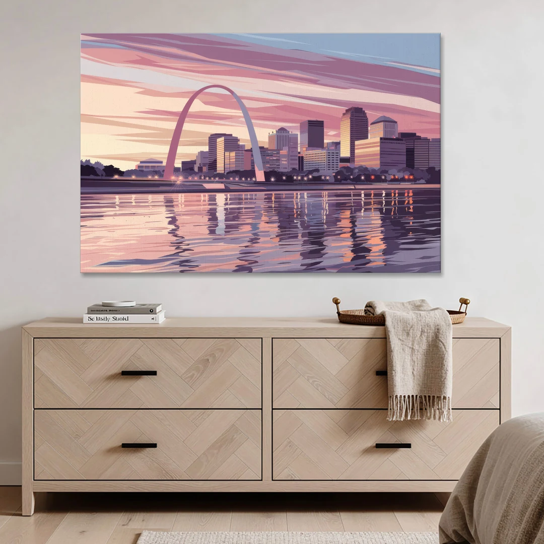 St. Louis Riverfront Panorama - Canvas Wall Art - Coffee Table - 60x40