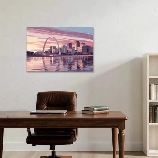 St. Louis Riverfront Panorama - Canvas Wall Art - Office - 36x24