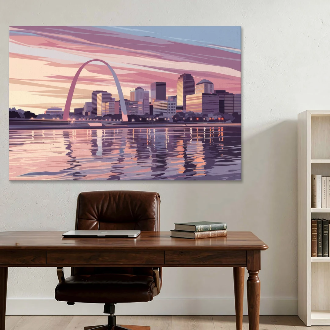 St. Louis Riverfront Panorama - Canvas Wall Art - Office - 60x40