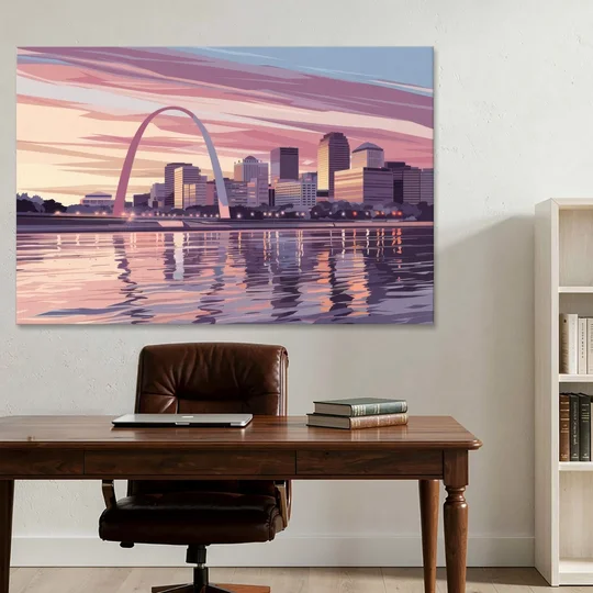St. Louis Riverfront Panorama - Canvas Wall Art - Office - 60x40