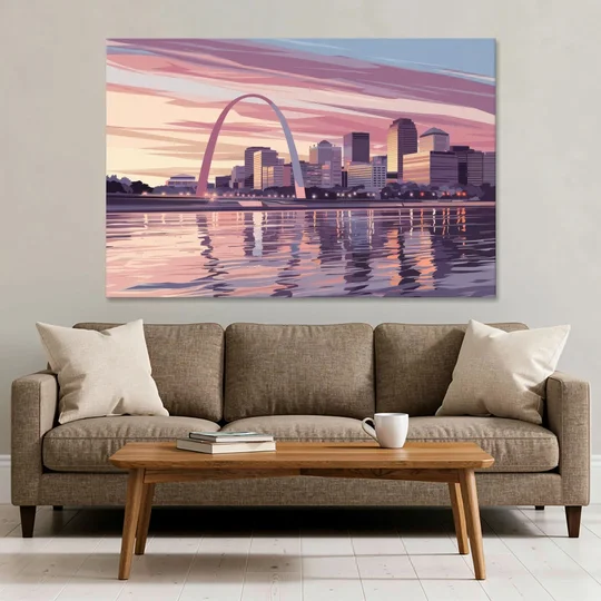 St. Louis Riverfront Panorama - Canvas Wall Art - Sofa - 60x40