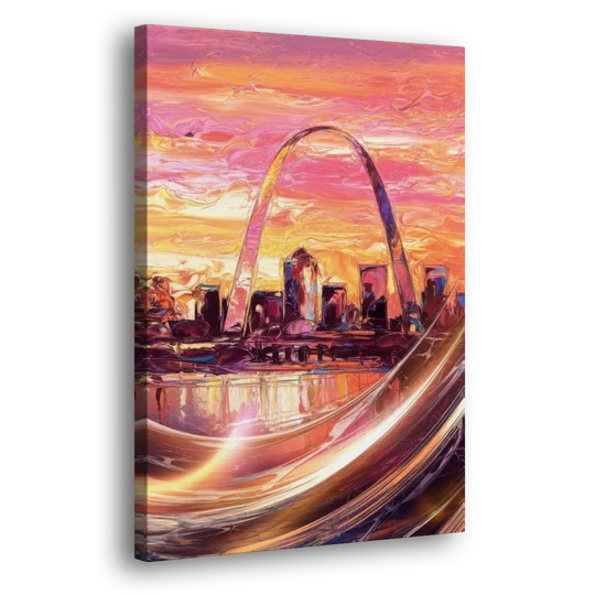 St. Louis Skyline at Sunset - Canvas Wall Art - Side