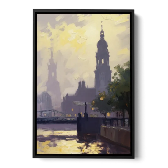 St. Michaelis Silhouette - Black Framed Canvas Wall Art - Front