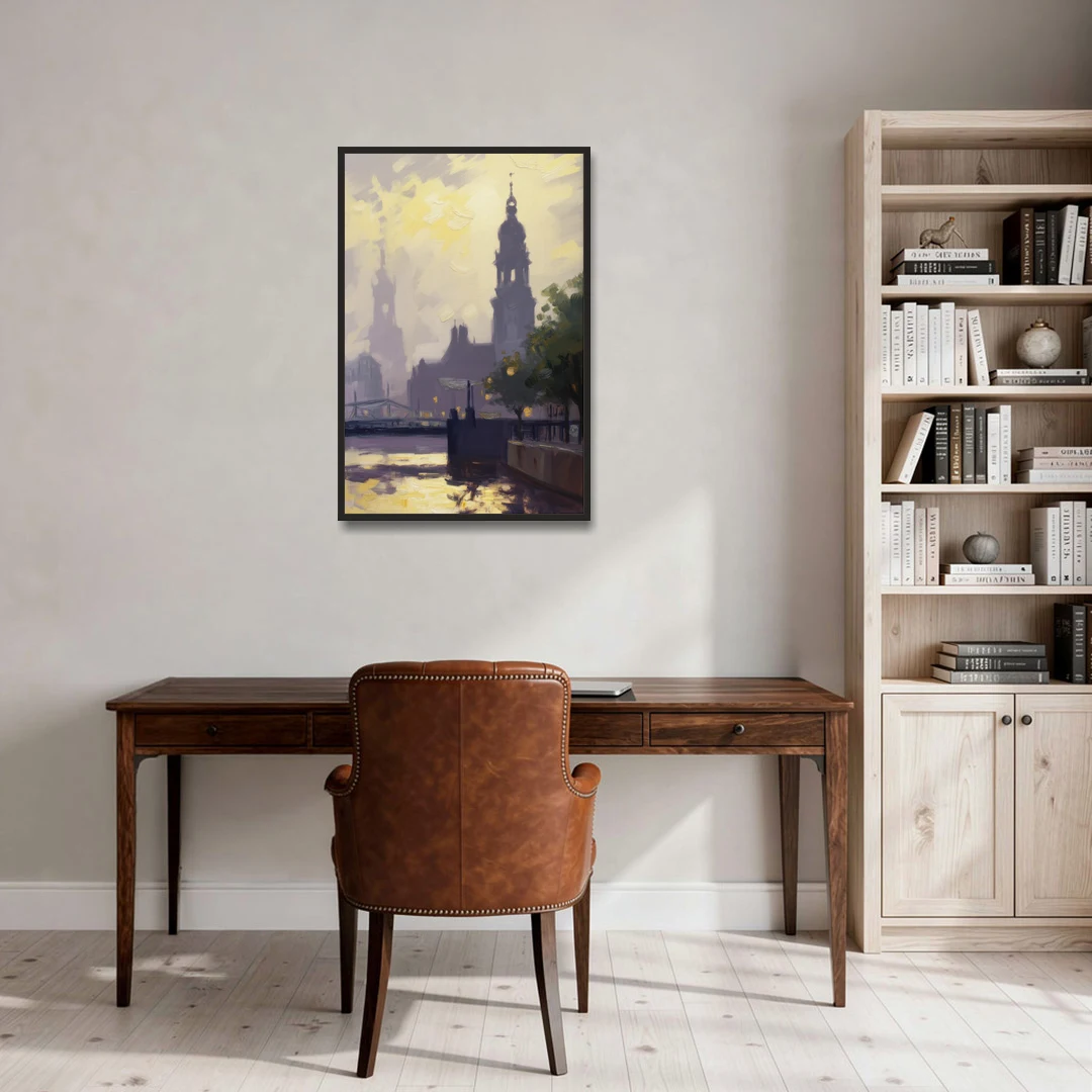 St. Michaelis Silhouette - Black Framed Canvas Wall Art - Office - 24x36