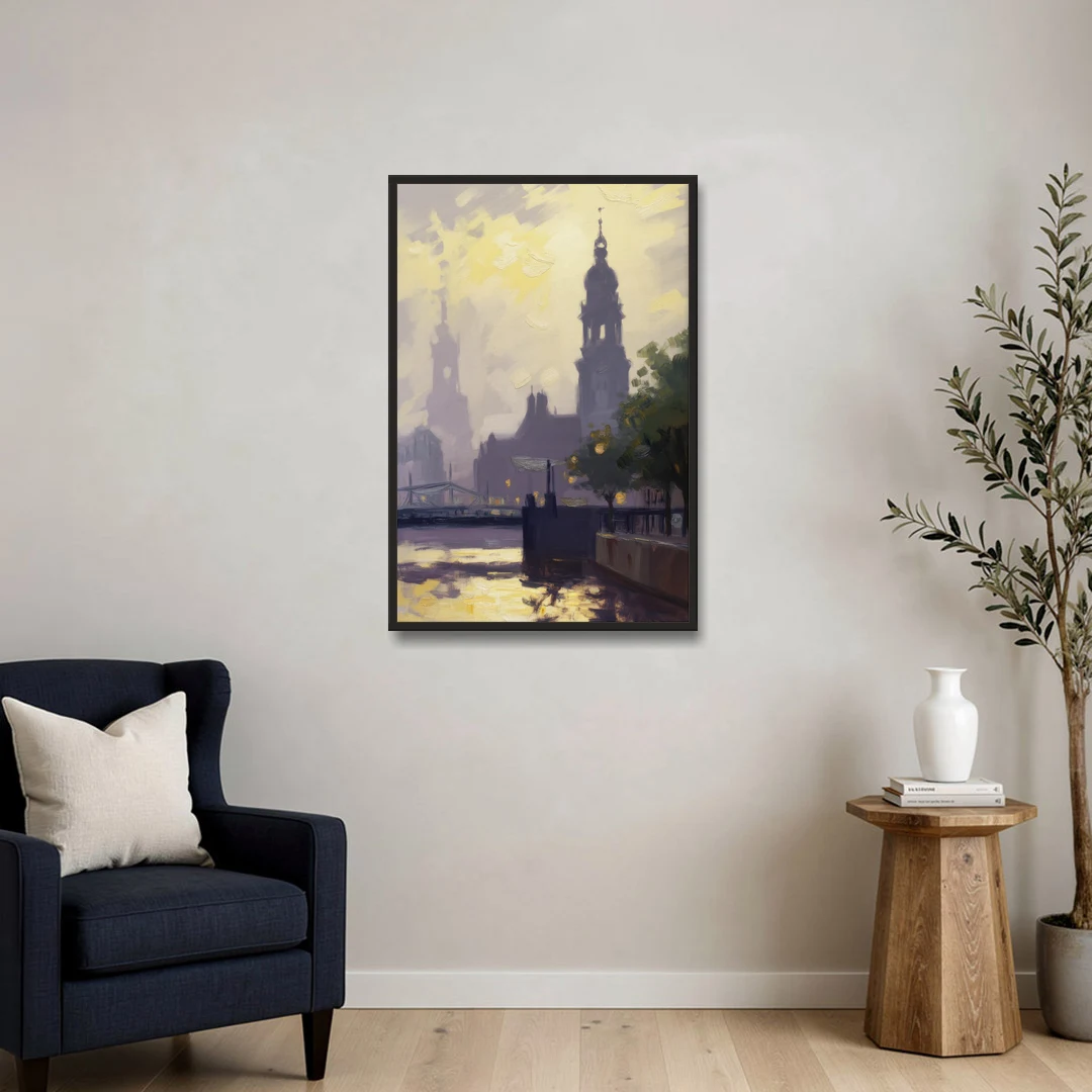 St. Michaelis Silhouette - Black Framed Canvas Wall Art - Sofa - 24x36