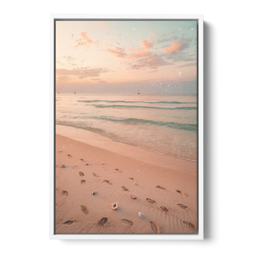 St. Petersburg Beachfront Serenity - White Framed Canvas Wall Art - Front