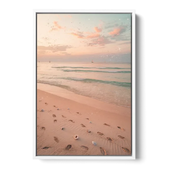 St. Petersburg Beachfront Serenity - White Framed Canvas Wall Art - Front