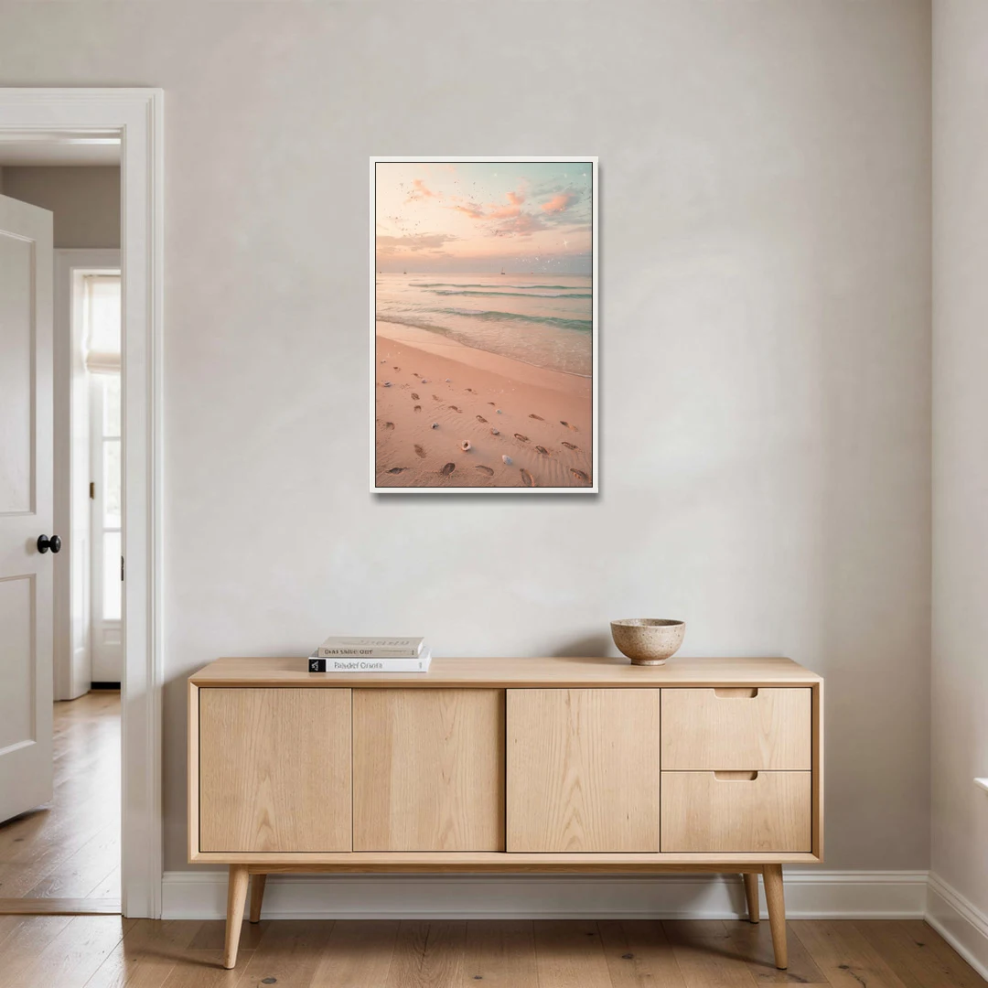 St. Petersburg Beachfront Serenity - White Framed Canvas Wall Art - Coffee Table - 24x36