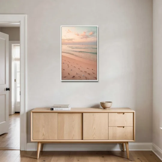 St. Petersburg Beachfront Serenity - White Framed Canvas Wall Art - Coffee Table - 24x36