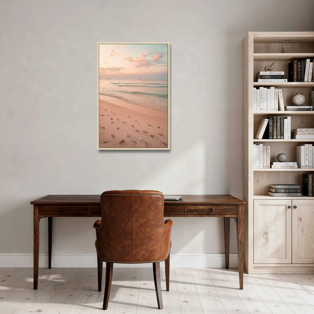 St. Petersburg Beachfront Serenity - Oak Framed Canvas Wall Art - Office - 24x36