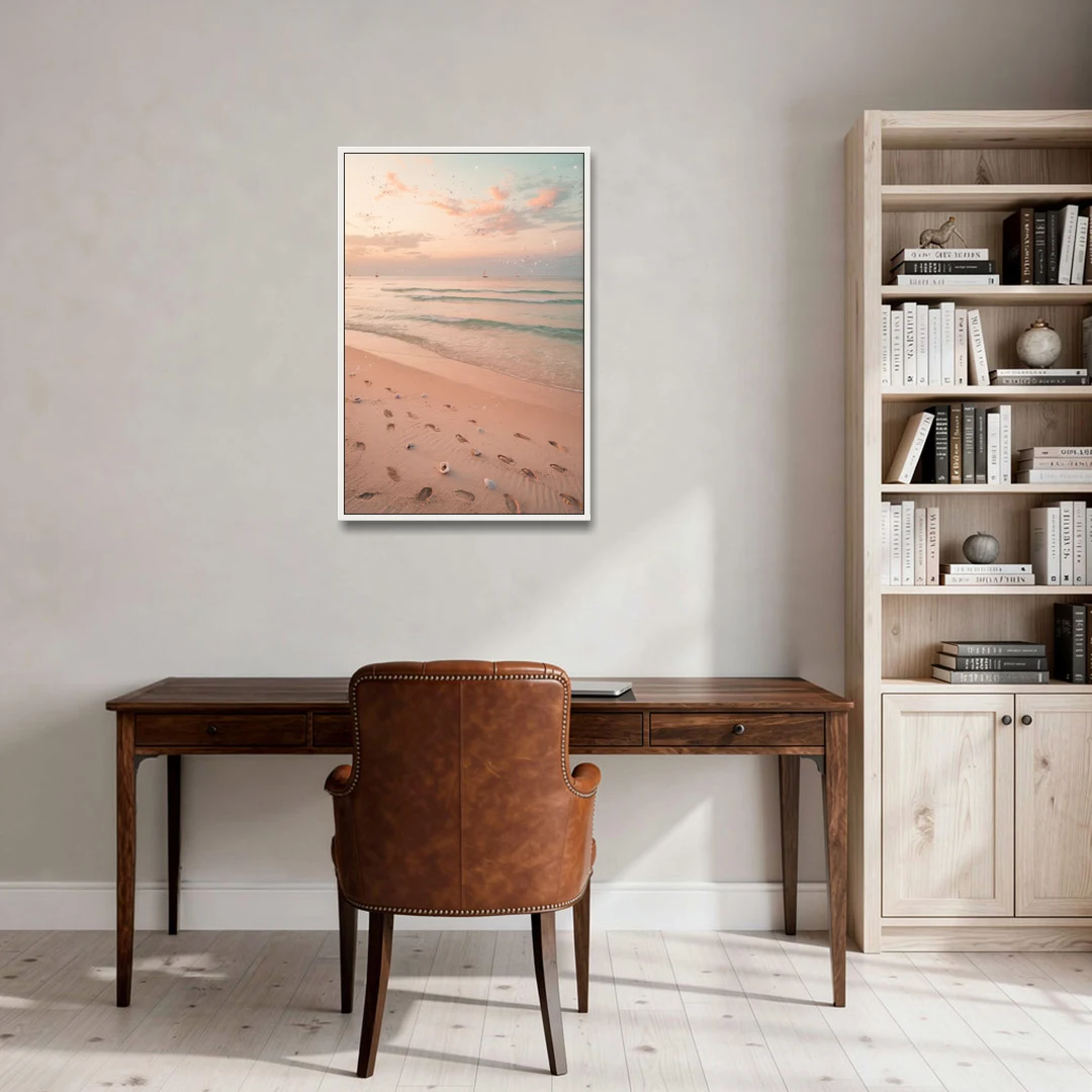 St. Petersburg Beachfront Serenity - White Framed Canvas Wall Art - Office - 24x36