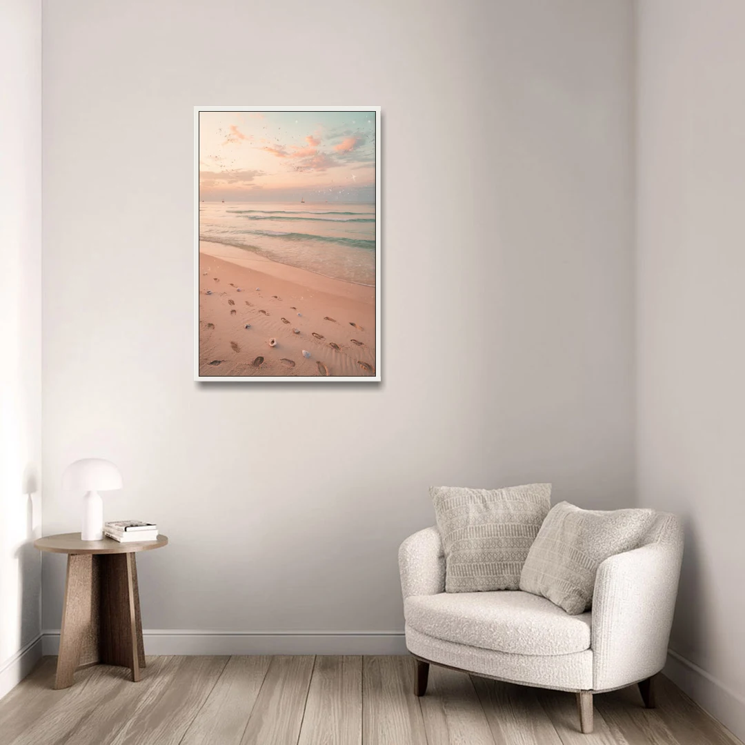 St. Petersburg Beachfront Serenity - White Framed Canvas Wall Art - Sofa - 24x36