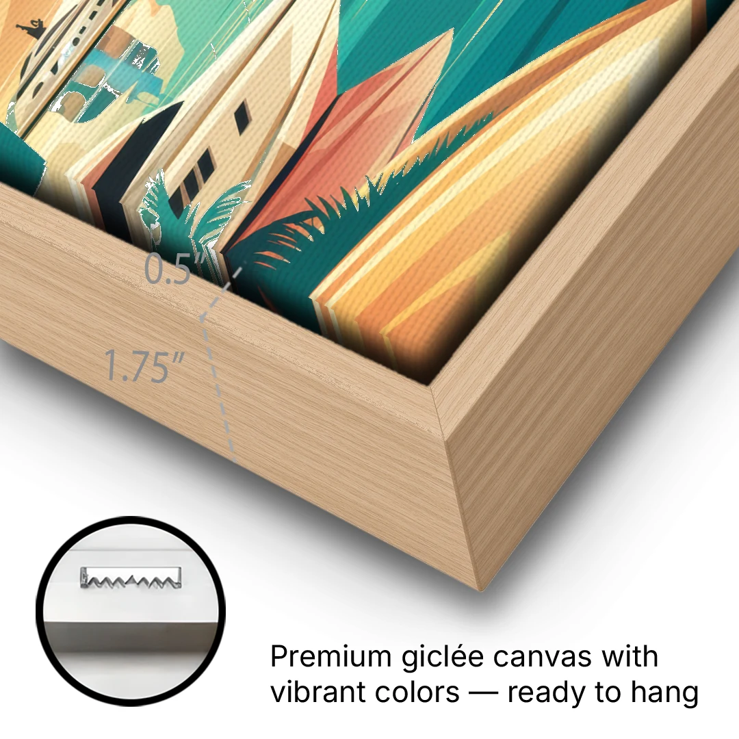 St. Petersburg Gulf Coast Views - Oak Framed Canvas Wall Art - Gallery Wrap Corner