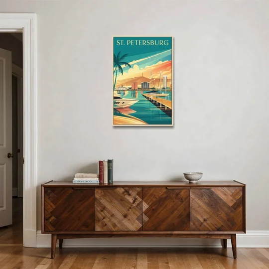 St. Petersburg Gulf Coast Views - Oak Framed Canvas Wall Art - Coffee Table - 24x36