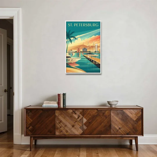 St. Petersburg Gulf Coast Views - White Framed Canvas Wall Art - Coffee Table - 24x36