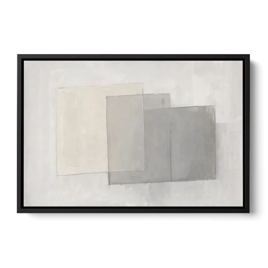 Neutral Abstract Stacked Tissue Panels - Black Framed Canvas Wall Art - Front