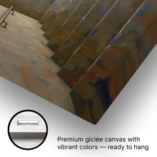 Stairwell Wall Decor with Sunlight on the Landing - Canvas Wall Art - Gallery Wrap Corner