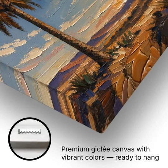 Star of Bethlehem Painting with Desert Palm - Canvas Wall Art - Gallery Wrap Corner