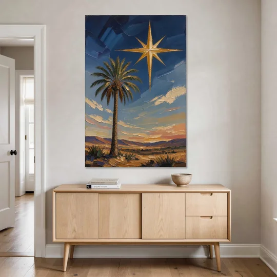 Star of Bethlehem Painting with Desert Palm - Canvas Wall Art - Coffee Table - 40x60