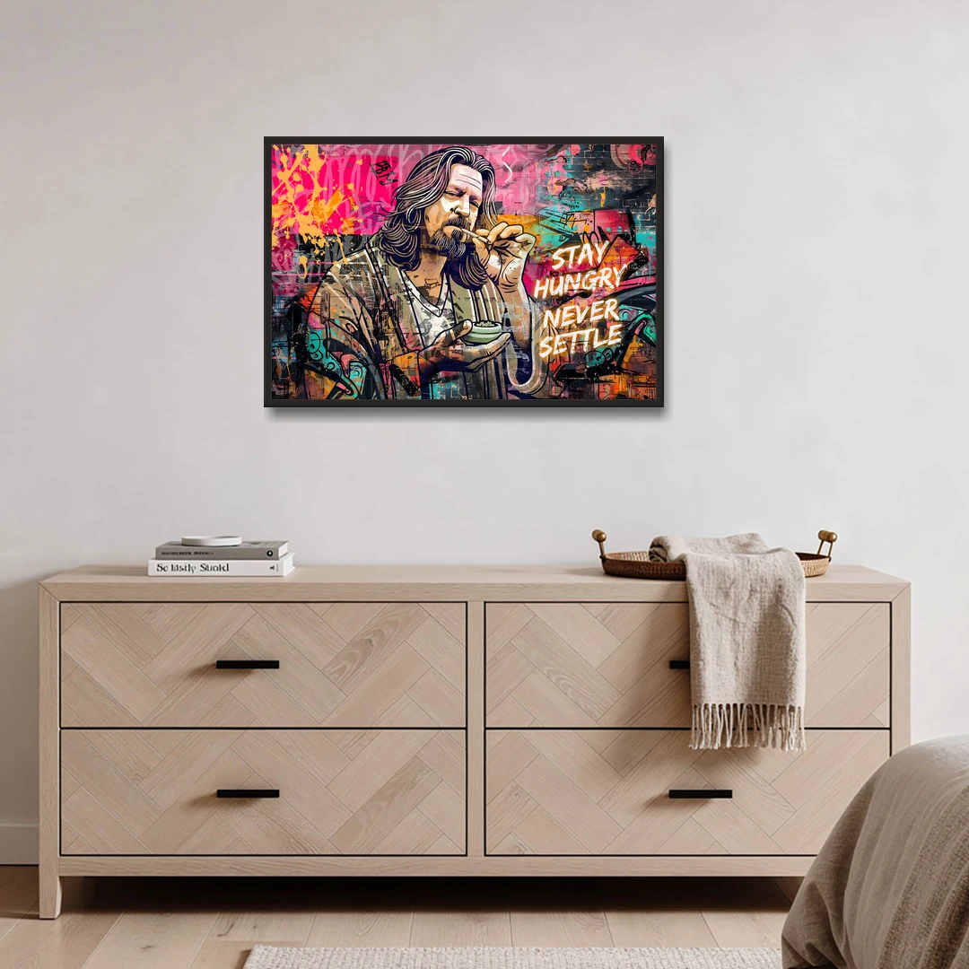Stay Hungry Never Settle - Black Framed Canvas Wall Art - Coffee Table - 36x24