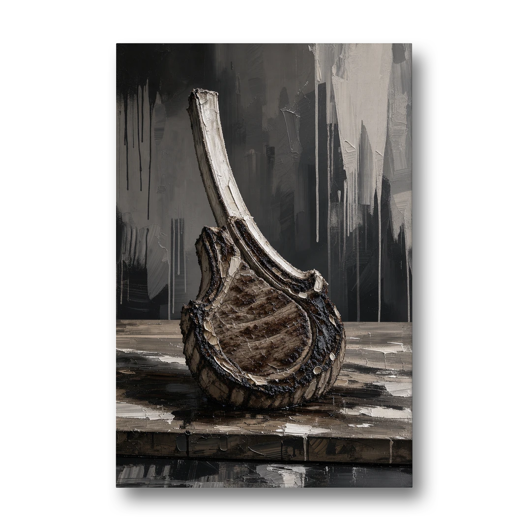 Steakhouse Decor Tomahawk Ribeye on the Board - Canvas Wall Art - Front