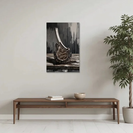 Steakhouse Decor Tomahawk Ribeye on the Board - Canvas Wall Art - Coffee Table - 24x36