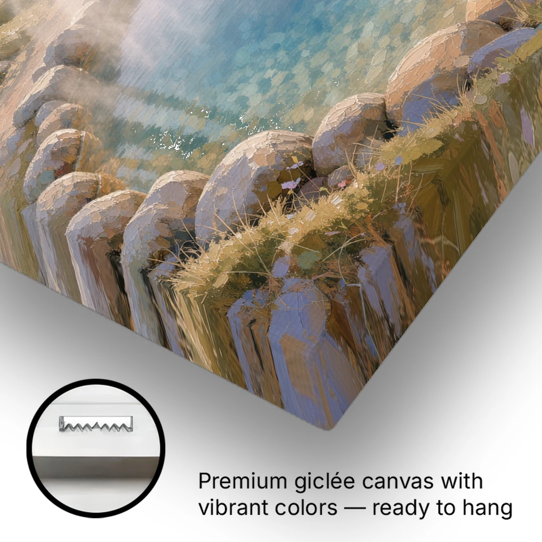Steaming Hot Spring in a Birch Grove for the Spa - Canvas Wall Art - Gallery Wrap Corner