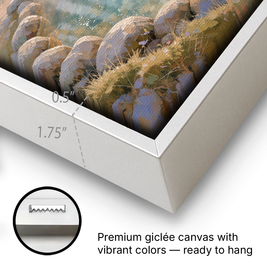 Steaming Hot Spring in a Birch Grove for the Spa - White Framed Canvas Wall Art - Gallery Wrap Corner