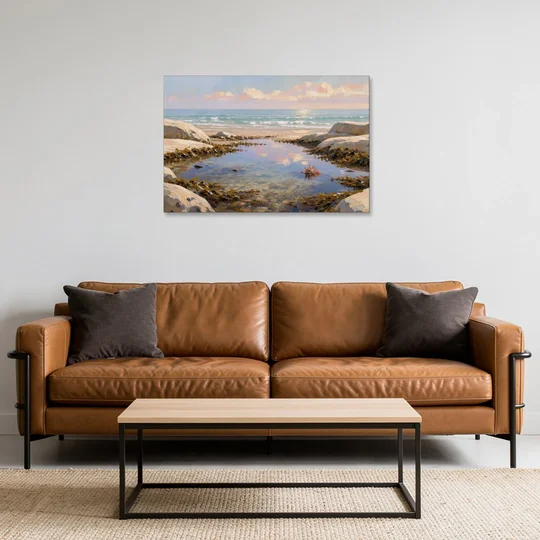 Still Tide Pool Reflection for the Beach House - Canvas Wall Art - Sofa - 36x24