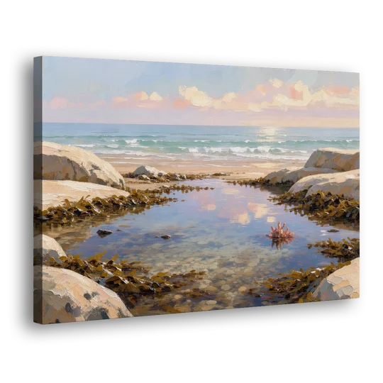 Still Tide Pool Reflection for the Beach House - Canvas Wall Art - Side