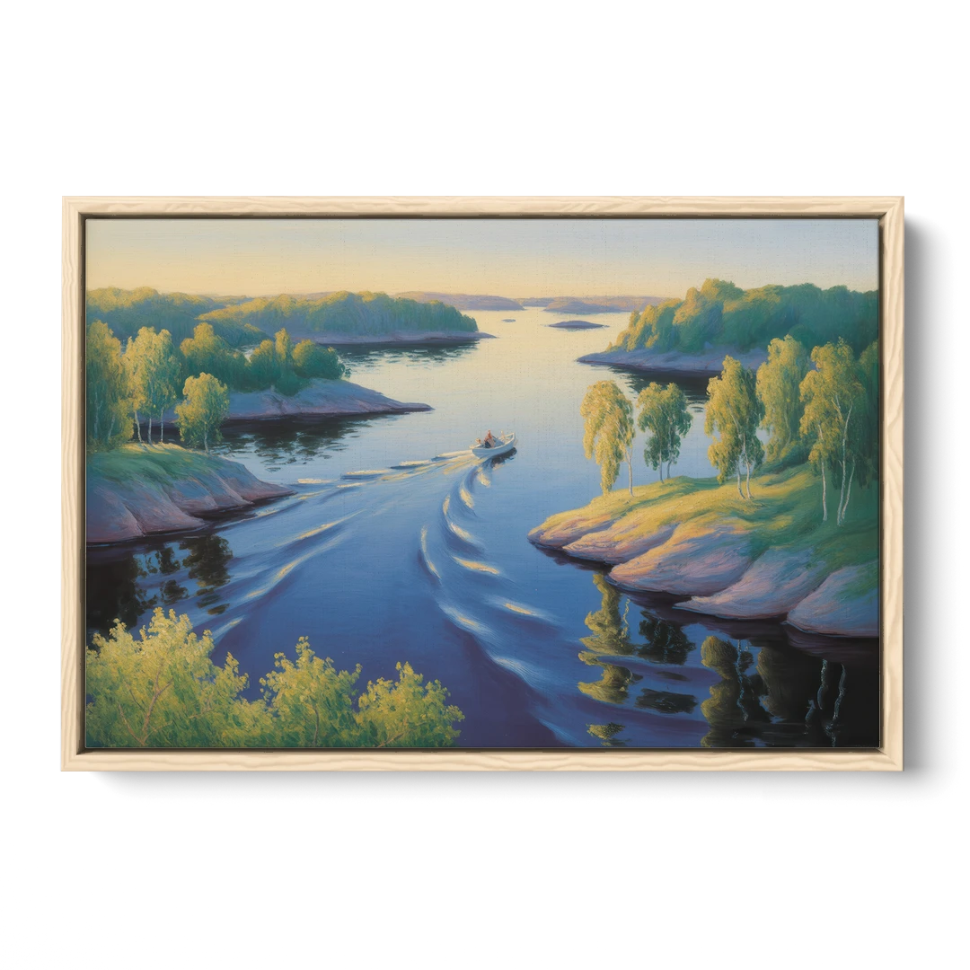 Stockholm Archipelago - Oak Framed Canvas Wall Art - Front
