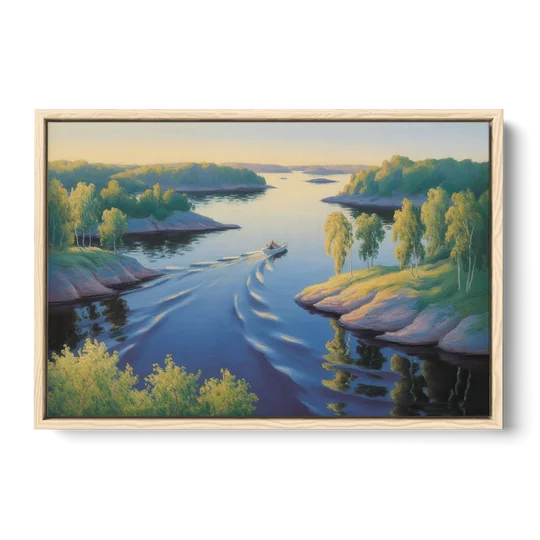 Stockholm Archipelago - Oak Framed Canvas Wall Art - Front
