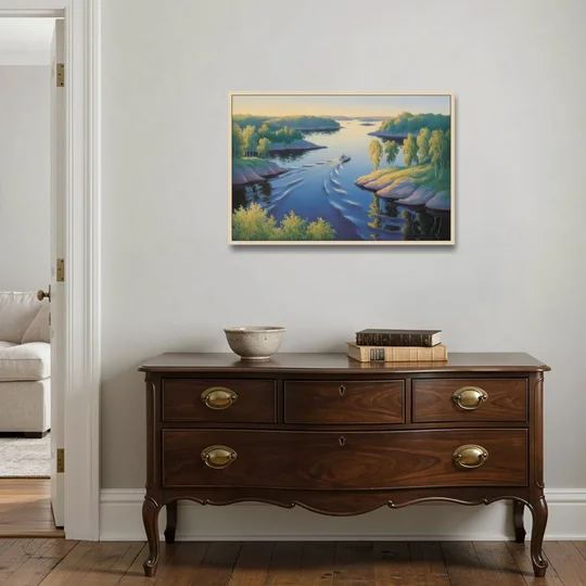 Stockholm Archipelago - Oak Framed Canvas Wall Art - Coffee Table - 36x24