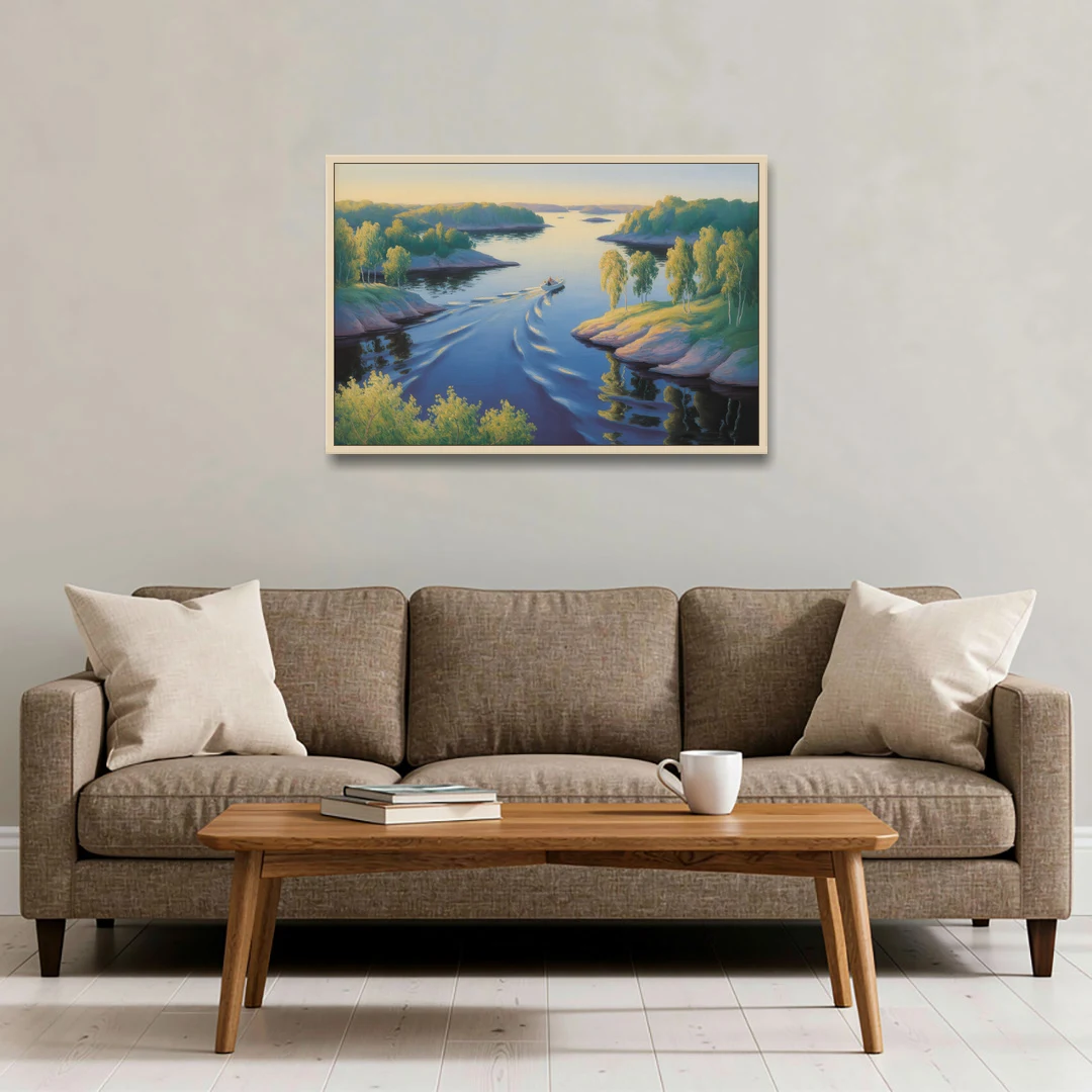 Stockholm Archipelago - Oak Framed Canvas Wall Art - Sofa - 36x24