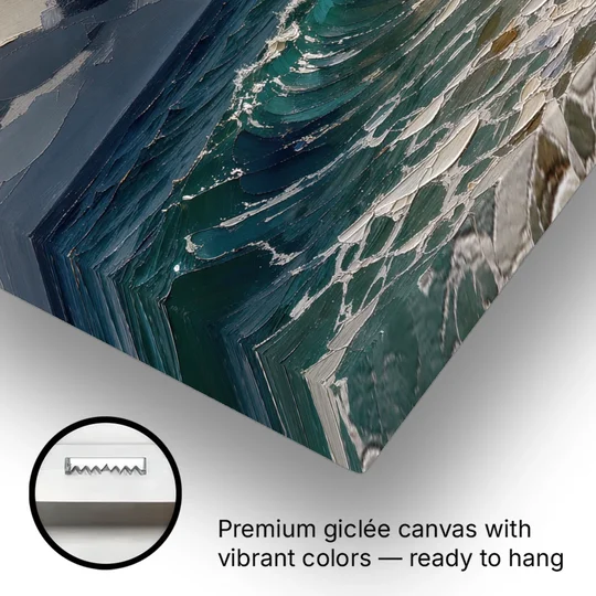 Stormy Sea Painting with Breaking Wave - Canvas Wall Art - Gallery Wrap Corner