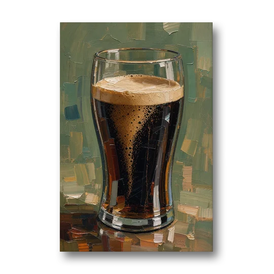 Stout Pint Settling with Cascading Bubbles - Canvas Wall Art - Front