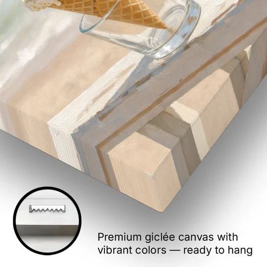 Summer Wall Art Strawberry Vanilla Cone on the Boardwalk - Canvas Wall Art - Gallery Wrap Corner