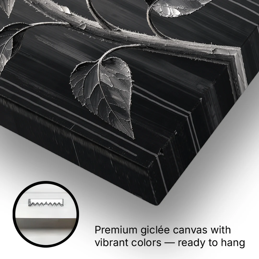 Sunflower From Behind in Silver Impasto - Canvas Wall Art - Gallery Wrap Corner