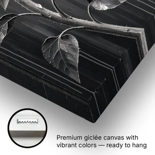 Sunflower From Behind in Silver Impasto - Canvas Wall Art - Gallery Wrap Corner