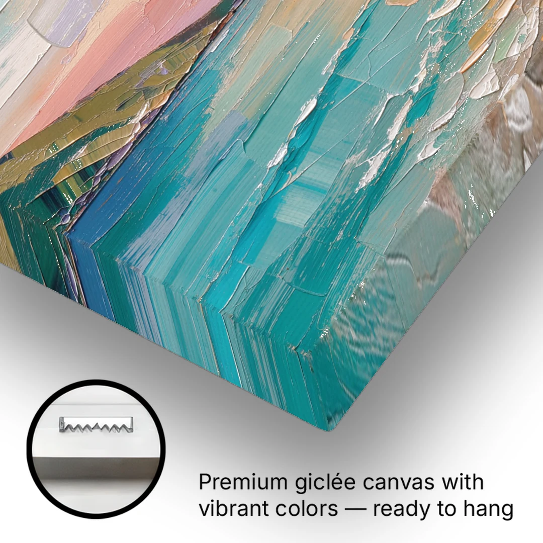 Sunrise Bay Between Sage Green Headlands - Canvas Wall Art - Gallery Wrap Corner