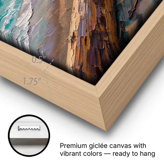 Sunset Beach Vancouver - Oak Framed Canvas Wall Art - Gallery Wrap Corner