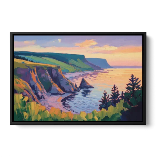 Sunset Over Cape Breton - Black Framed Canvas Wall Art - Front