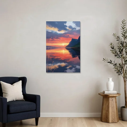 Sunset Over Gros Morne - Canvas Wall Art - Sofa - 24x36