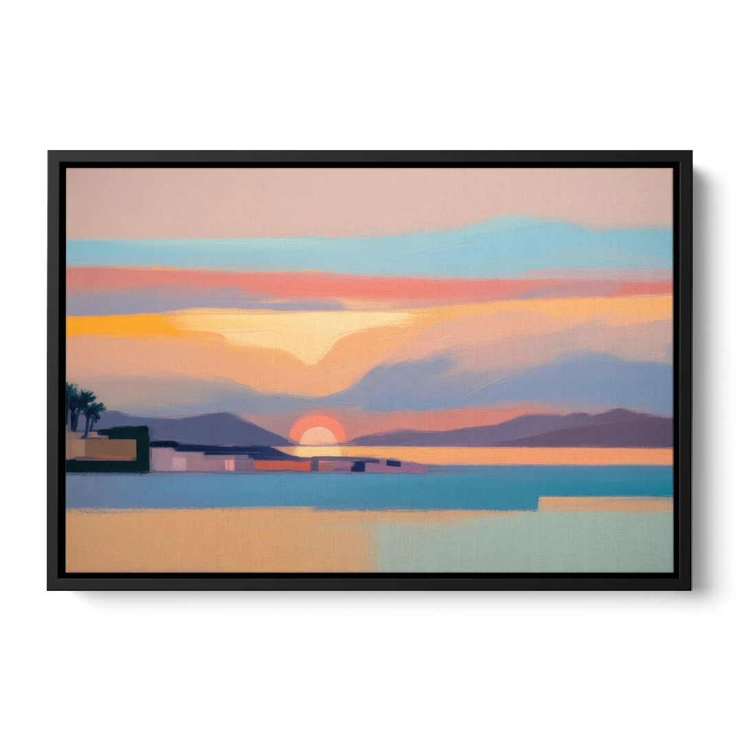 Sunset over Palma Bay - Black Framed Canvas Wall Art - Front