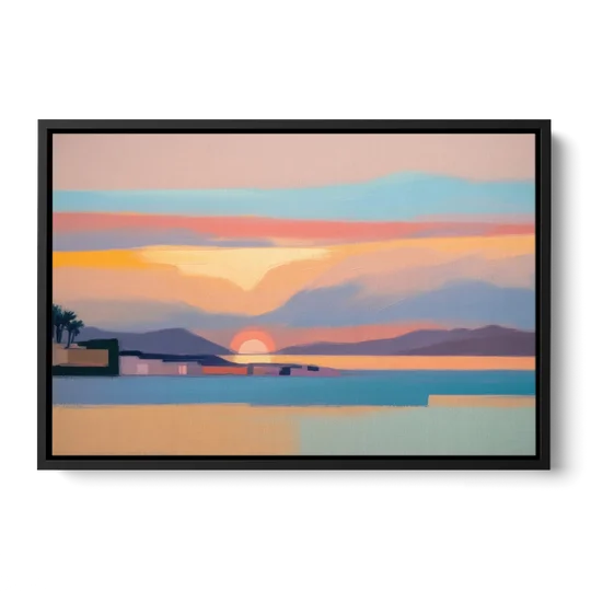 Sunset over Palma Bay - Black Framed Canvas Wall Art - Front