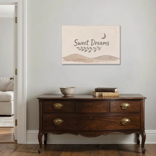 Sweet Dreams Beneath a Sage Half Moon - Canvas Wall Art - Coffee Table - 36x24