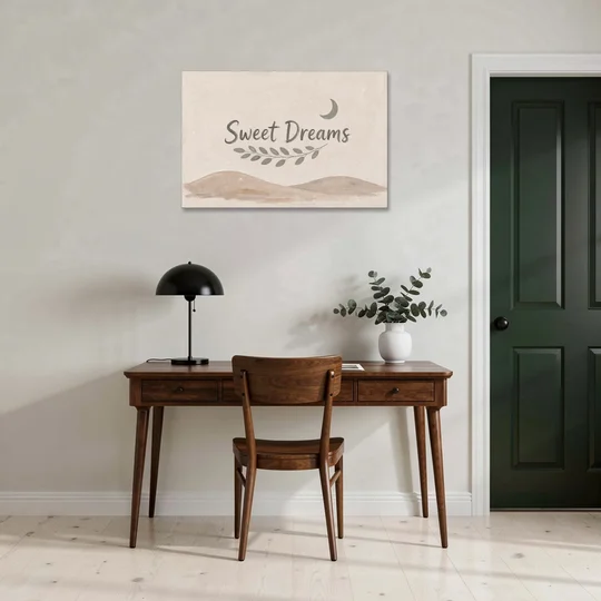 Sweet Dreams Beneath a Sage Half Moon - Canvas Wall Art - Office - 36x24